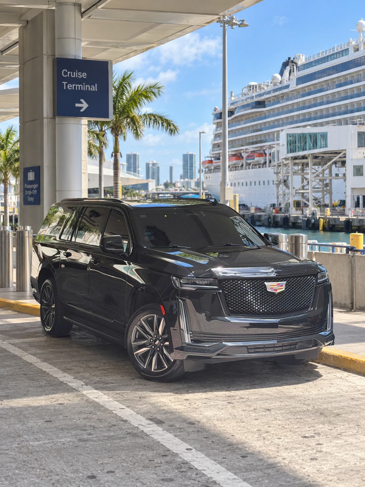 Miami Bliss Escalade at Port Everglades cruise terminal in Fort Lauderdale