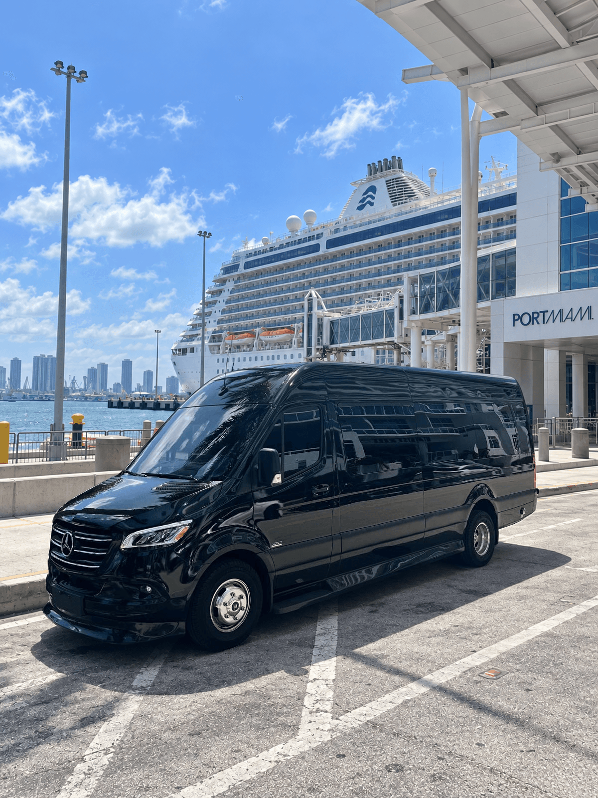 Miami Bliss Executive Sprinter for private cruise terminal transportation to PortMiami